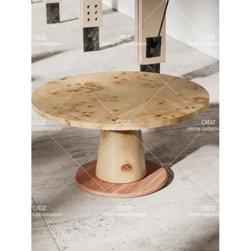 Wabi sabi old money wind natural tree tumor pattern solid wood dining table home living room modern simple negotiation tea