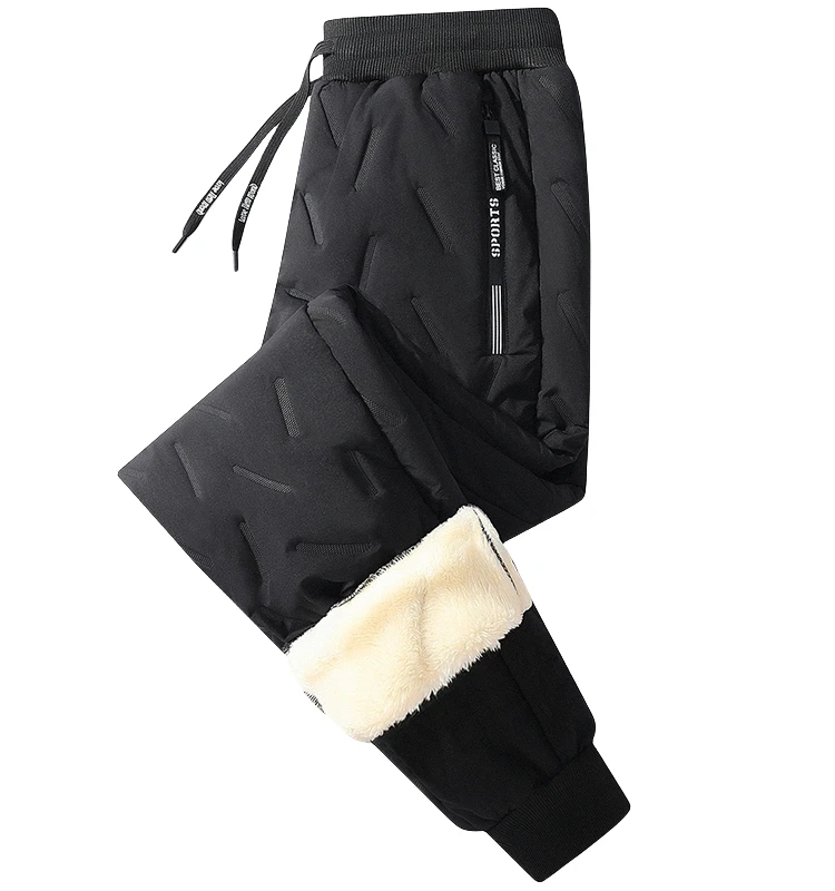 กางเกงขายาวผ้าฝ้ายบุขนสำหรับผู้ชาย ใส่ทำงาน ทนทาน กันลม กันน้ำ เหมาะสำหรับฤดูหนาว