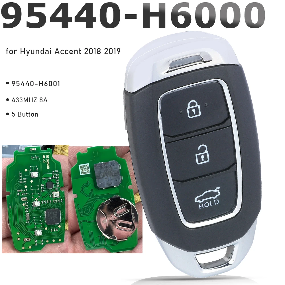 KEYECU 95440-H6000 Smart Remote Key Remote Control Fob 433MHz 8A Chip for Hyundai Accent 2018 2019