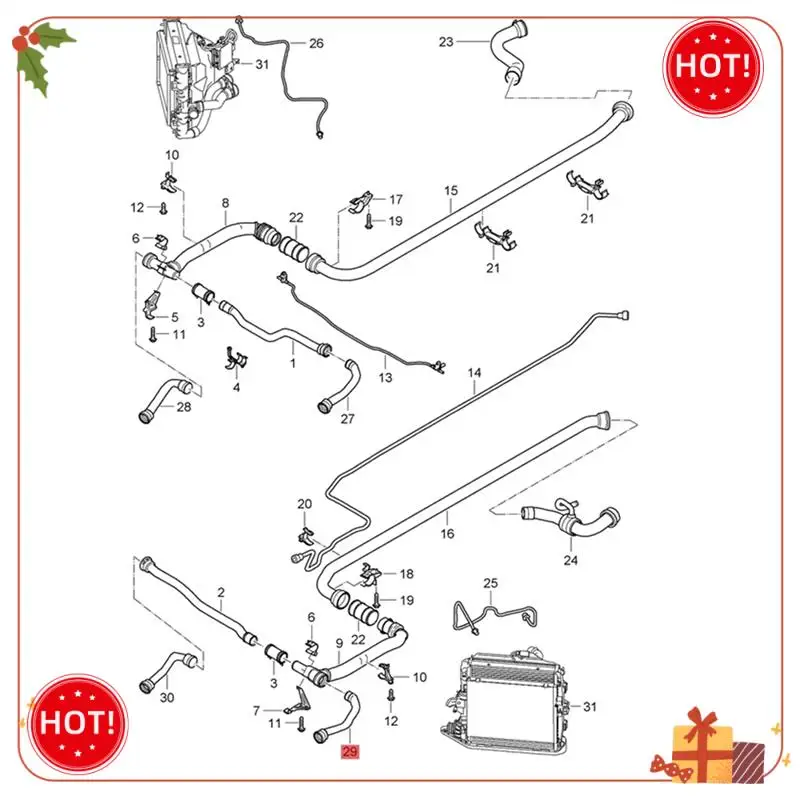 

Durable-99710672803 Car Cooling System Water Tank Radiator Hose Coolant Pipe For Porsche 911 Carrera Boxster Cayman