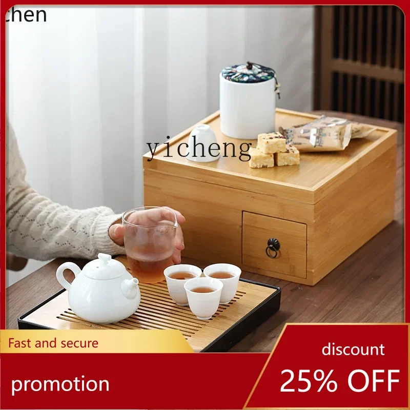 

HXL Large Tea Tray Kung Fu Tea Set Household Minimalist Tray Tea Table Multifunction Storage Box