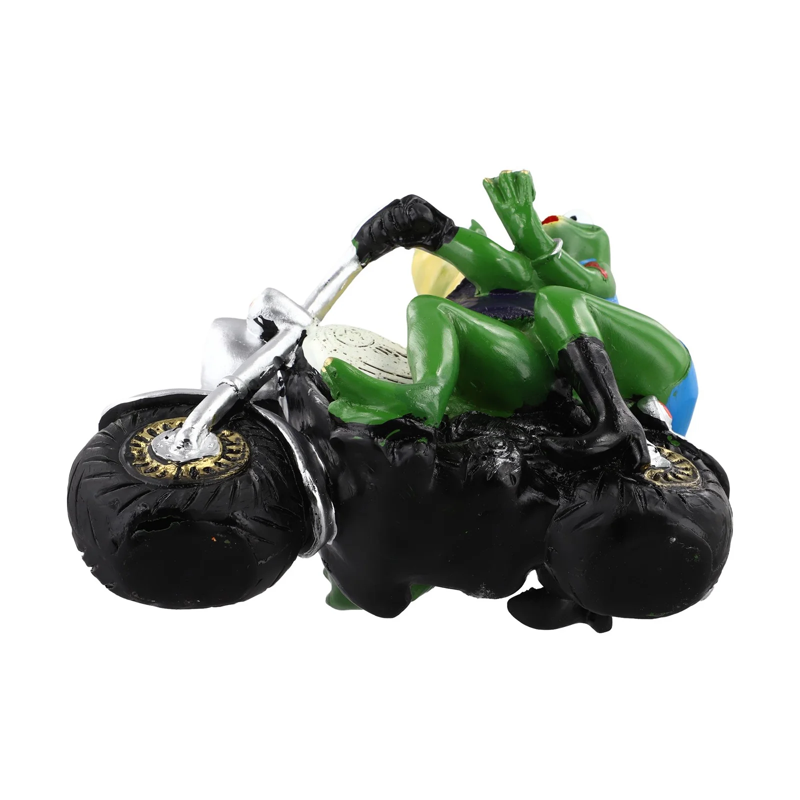 for whimsical Resin Frog Motorcycle Ornament for Garden and Indoor Decor Accent Figurine for Shelf and Table Placement
