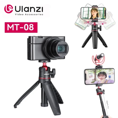 Ulanzi MT-08 extensible de mano Mini Vlog trípode Smartphone Selfie Stick trípode soporte para Canon Sony Nikon DSLR cámara teléfono