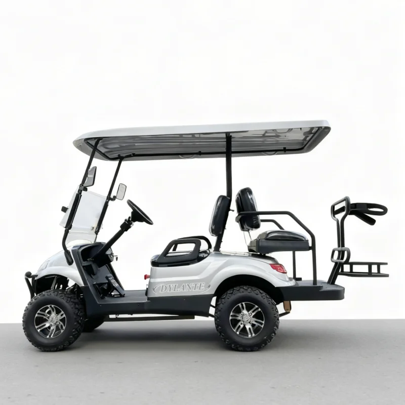 صنعت الصين 4 مقاعد CE 48 فولت 60 فولت 72 فولت عربة جولف كهربائية تعمل بالبطارية مع رف حقيبة الجولف #5