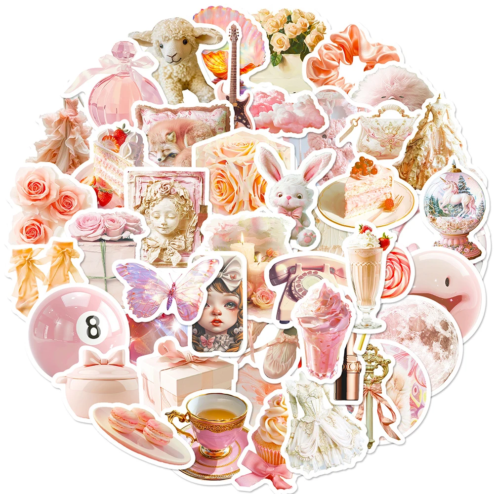 10/30/50pcs Cute Pink Ballet Style Aesthetic Stickers INS Graffiti Decals for Phone Stationery Suitcase Decoration Sticker Gift