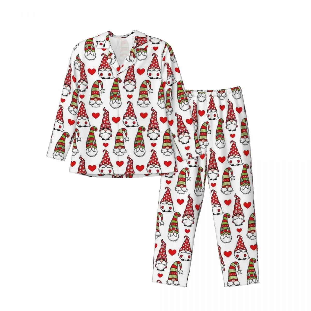 Pijamas masculinos de natal gnomos quarto pijamas feliz natal 2 peças conjunto de pijamas vintage mangas compridas na moda terno de casa de grandes dimensões