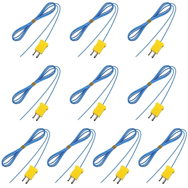 

10Pcs 2M K-Type Temperature Sensor Connector Probe Sensor Temperature Sensors Measure For Thermocouple Sensor And Meter