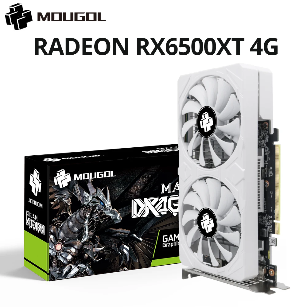 MOUGOL New AMD Radeon RX6500XT 4G Graphics Card GDDR6 Video Memory Gaming Card HDMI-compatible DP Direx12 Computer Components