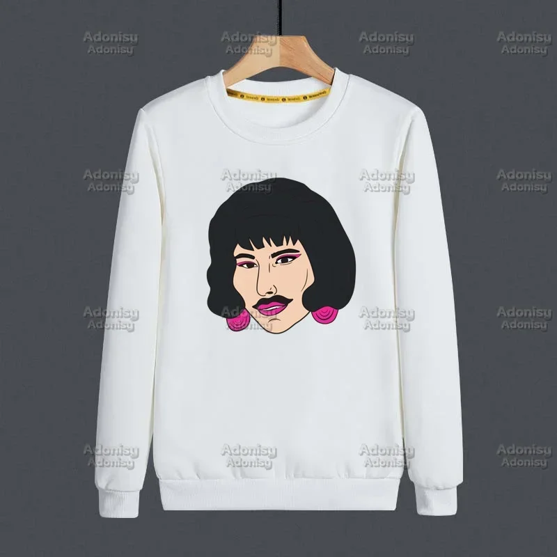 Freddie Mercury The Queen Band Graphic Rock Hoodies Sweatshirts Male Woman Fashion White Color Autumn Winter Casual Tops