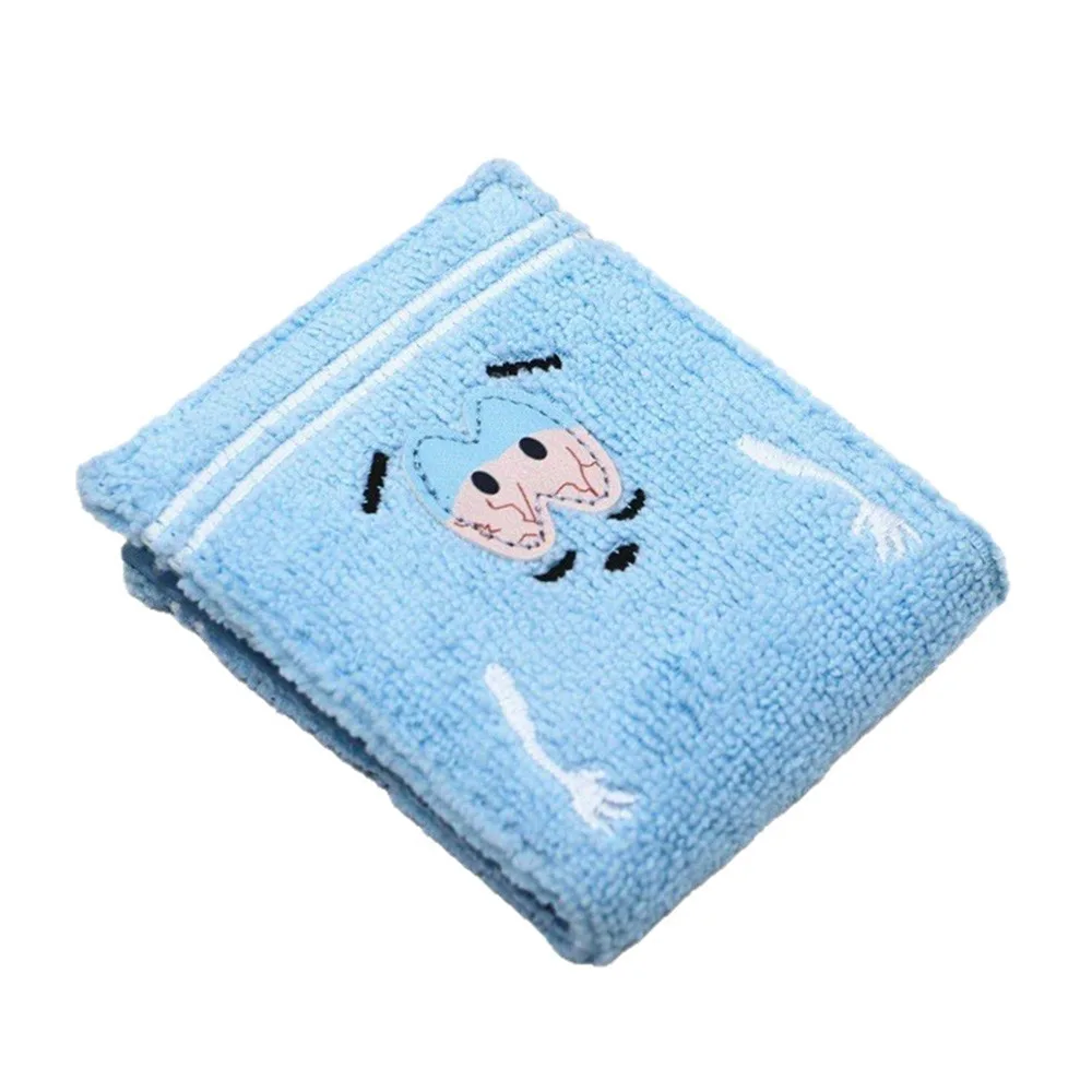 

New Blue Women's Short Wallet Towel Fabric Embroidery Card Holder PU Fold Purse Student