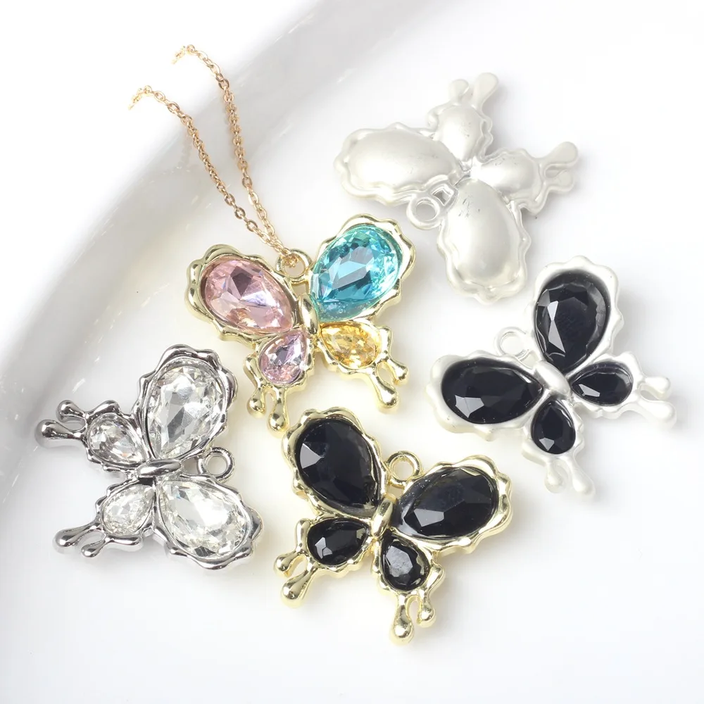 

10 Pieces/bag Simplicity Alloy Diamond Inlay Butterfly Pendant DIY Bracelet Necklace Accessories