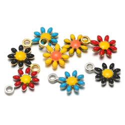 20pcs/lot Daisy Flower Pendant Stainless Steel Enamel Charms DIY Jewelry Earrings Making Woman Necklace Kids Bracelet Supplies