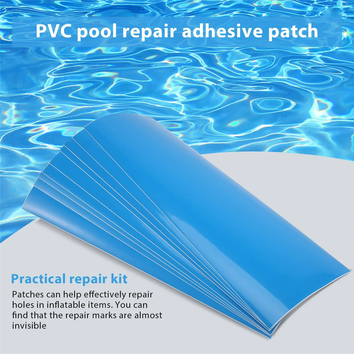 Auto-adesivo Reparação Patches para piscinas, Kit Piscina Reparação, Reparação subaquática, 10pcs
