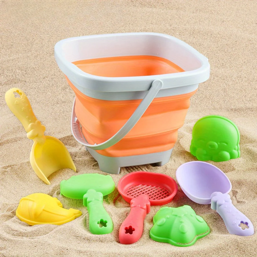Zestaw zabawek do kopania piasku dla dzieci, gra na plaży, woda i piasek, składane wiaderko, łopatka, forma, letni prezent, losowe kolory i style.
