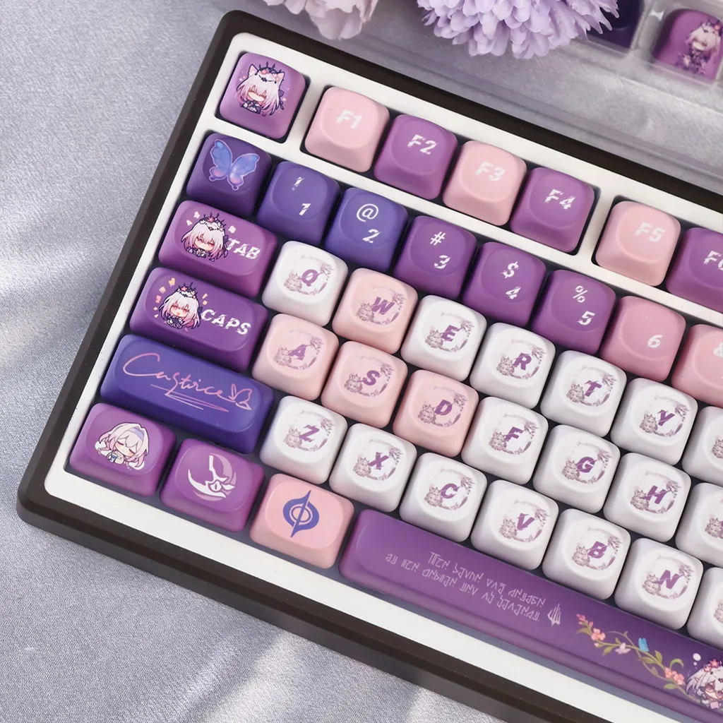 MAIMOOO Honkai: Star Rail Castorice Keycaps PBT Custom MOA Profile Cute Q Version Anime Game Keycap for Mechanical Keyboard
