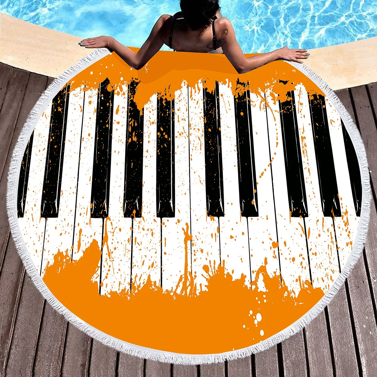 ملاحظة الموسيقى جولة منشفة الشاطئ موضوع الموسيقى منشفة نزهة حصيرة التجفيف السريع بطانية شاطئ لحمام السباحة التخييم السفر المشي لمسافات طويلة الرياضة اليوغا #6