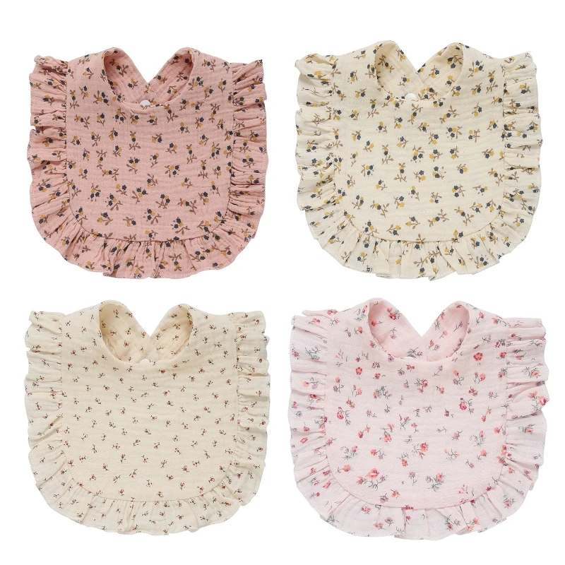 Baby Bib for Boys Girl 0-24Months Breathable Floral Drooling Bib with Hidden Stud Buckle Infant Sleep Teething Bandana