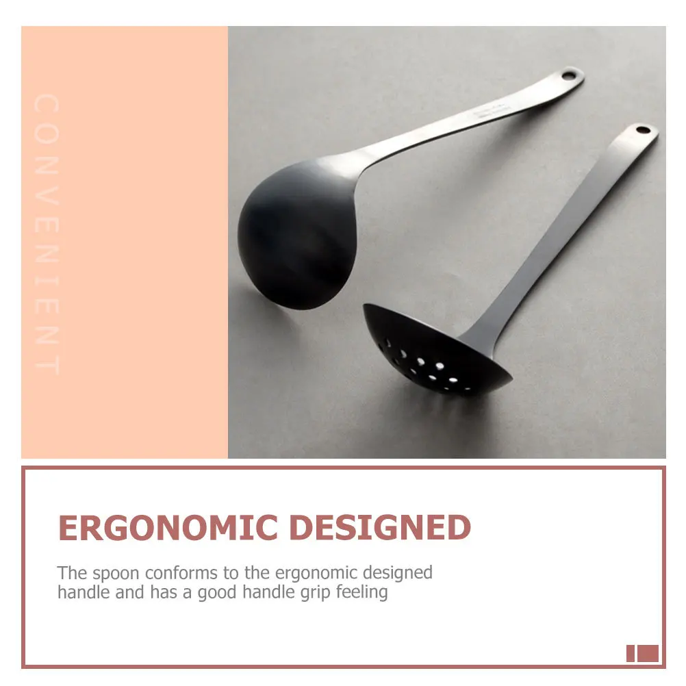 

1 Set Stainless Steel Slotted Spoon Soup Spoon For Serving Rice Porridge Ramen Kitchen Tools Ergonomic Handle Smooth