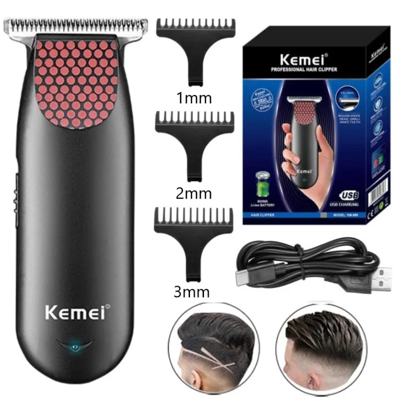 KM-889 Rechargeable BaldProfessional Pocket Cordless Hair Clipper Compact Mini Electric Beard Hair Trimmer Small Portable