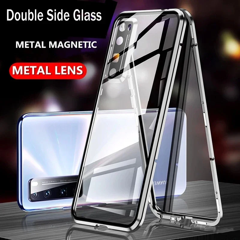 Double Sided Glass Magnetic Metal Phone Case For Honor Magic4 7 Pro 5 Ultimate 6 Lite Camera Lens Protection Back Cover Cases