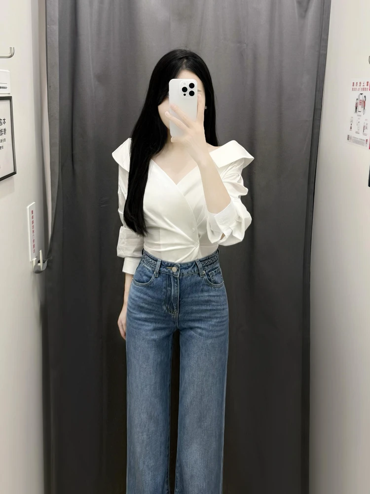 

Trendy Korean Sle Slim Fit oulder Bared irt Versatile Ele Korean Faion Women's Top Unique Attractively Wear Resis...