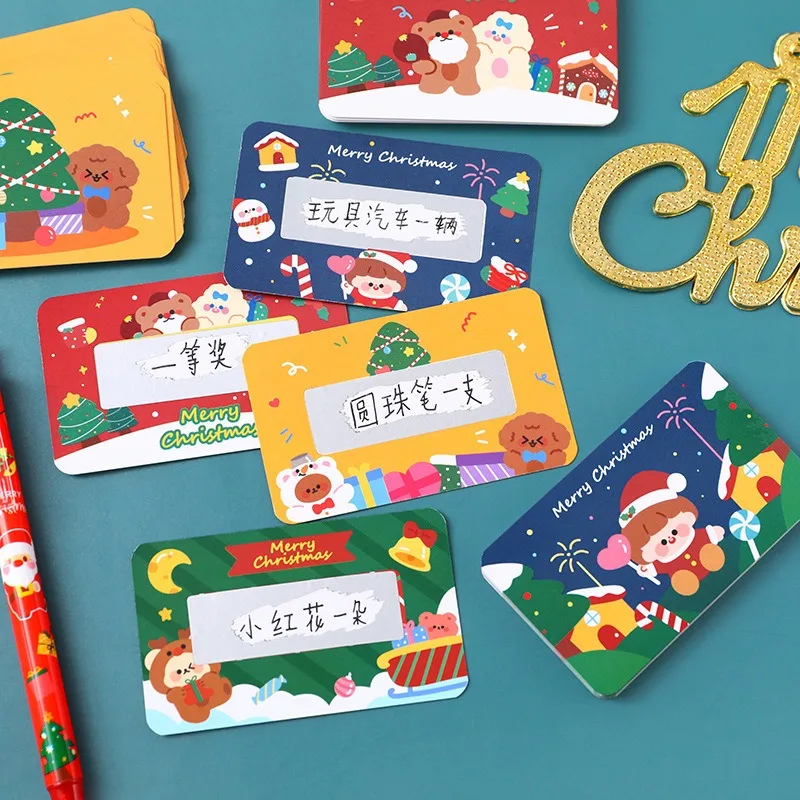 20pcs Cartoon Christmas Scratch Card Christmas Event Handwritten Scratch Award Card