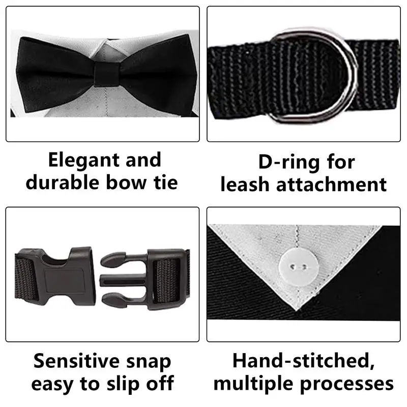 Cute Dog Cat Black and Red Collar Grooming White Collar Dog Suit Formal Tie Tuxedo Bow Ties Dog Necktie Fashion Pet Accessories