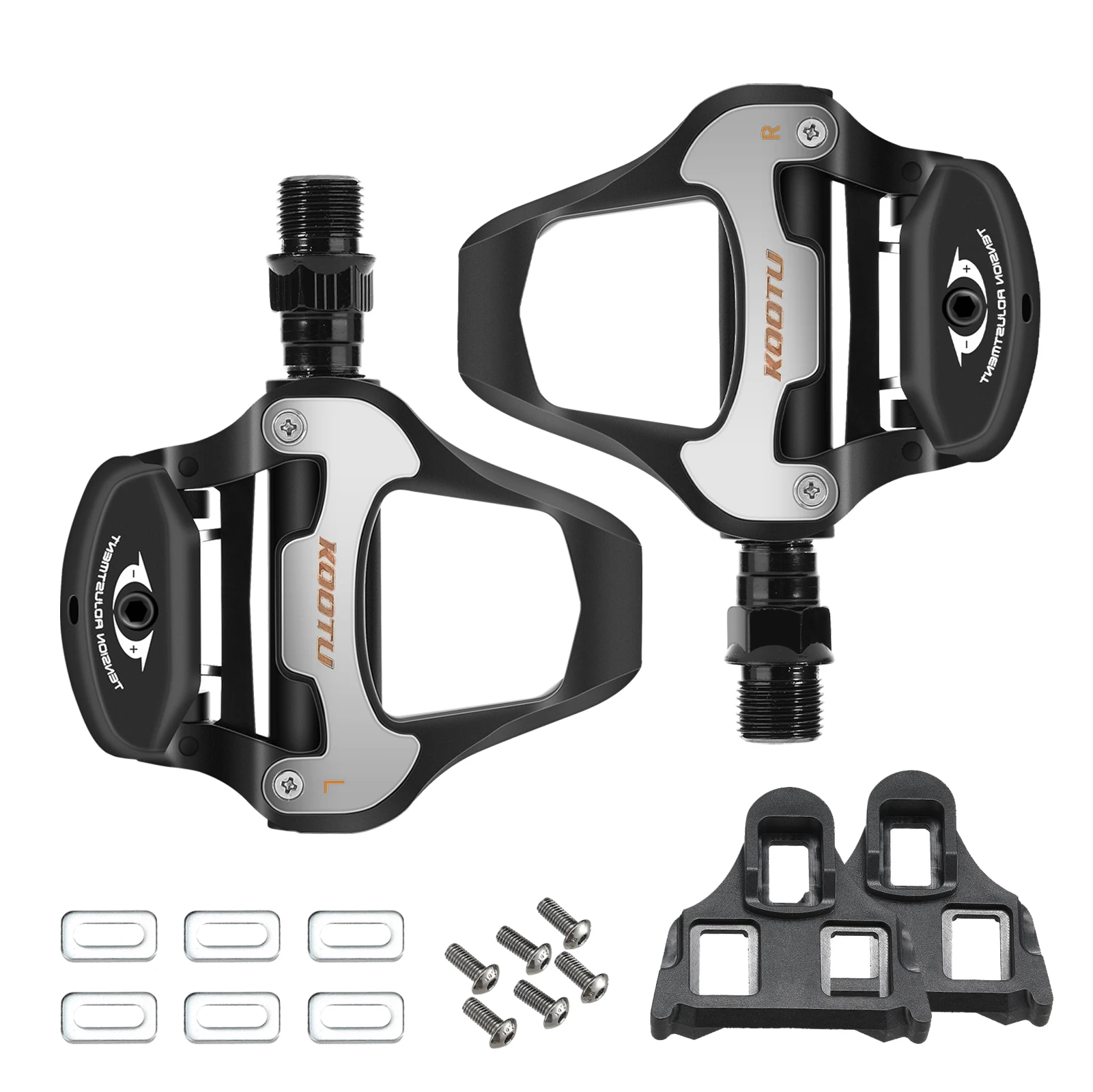 KOOTU Clipless Self-Locking Pedals for Road Bikes Racing Pedals Bicycle Pedals with Pedal Clips for Look Keo System