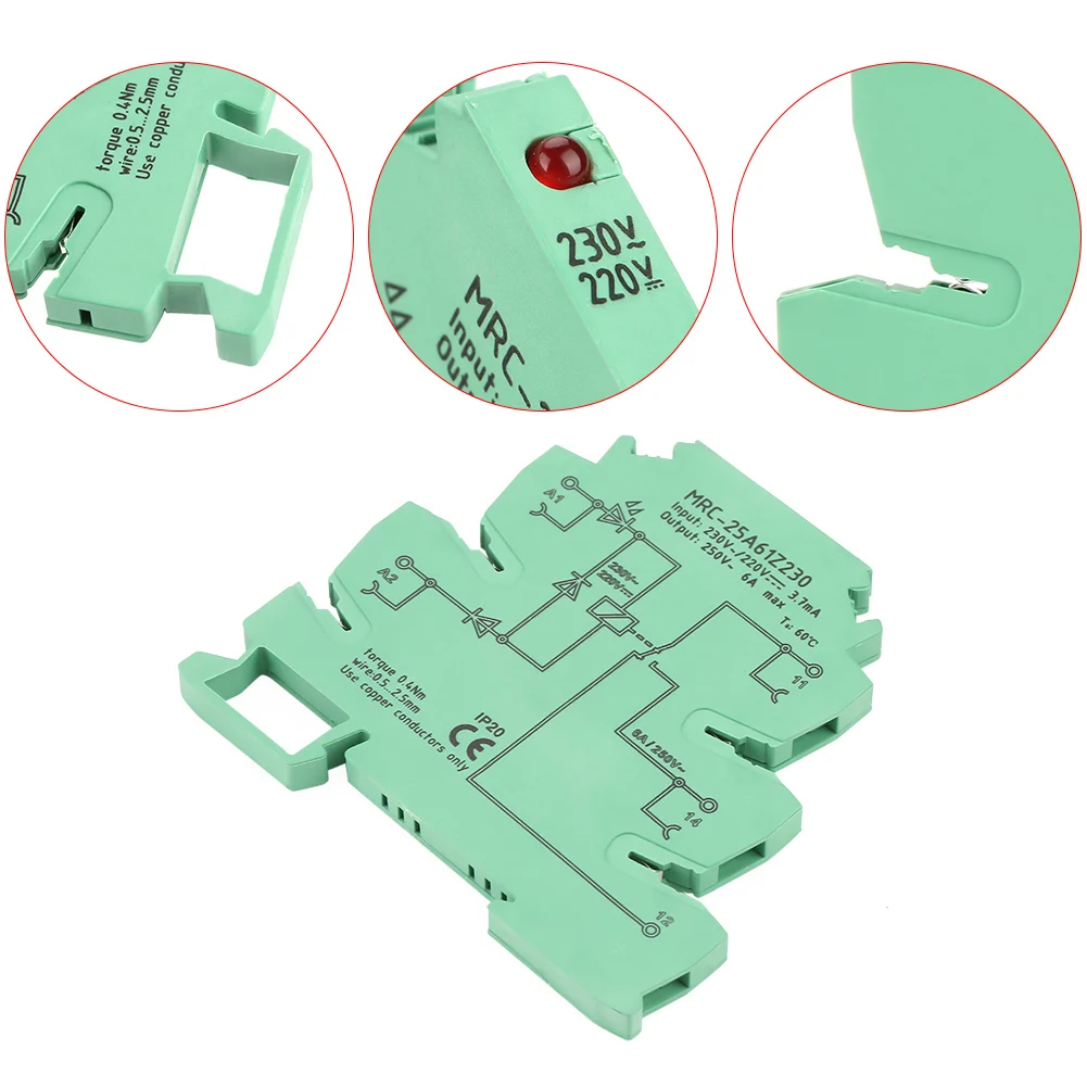 Interface Relay Module PLC Relay MRC-25A61Z230 PLC Electromagnetic Contact Interface Relay Module Input 230VAC/220VDC 1NO 1 NC