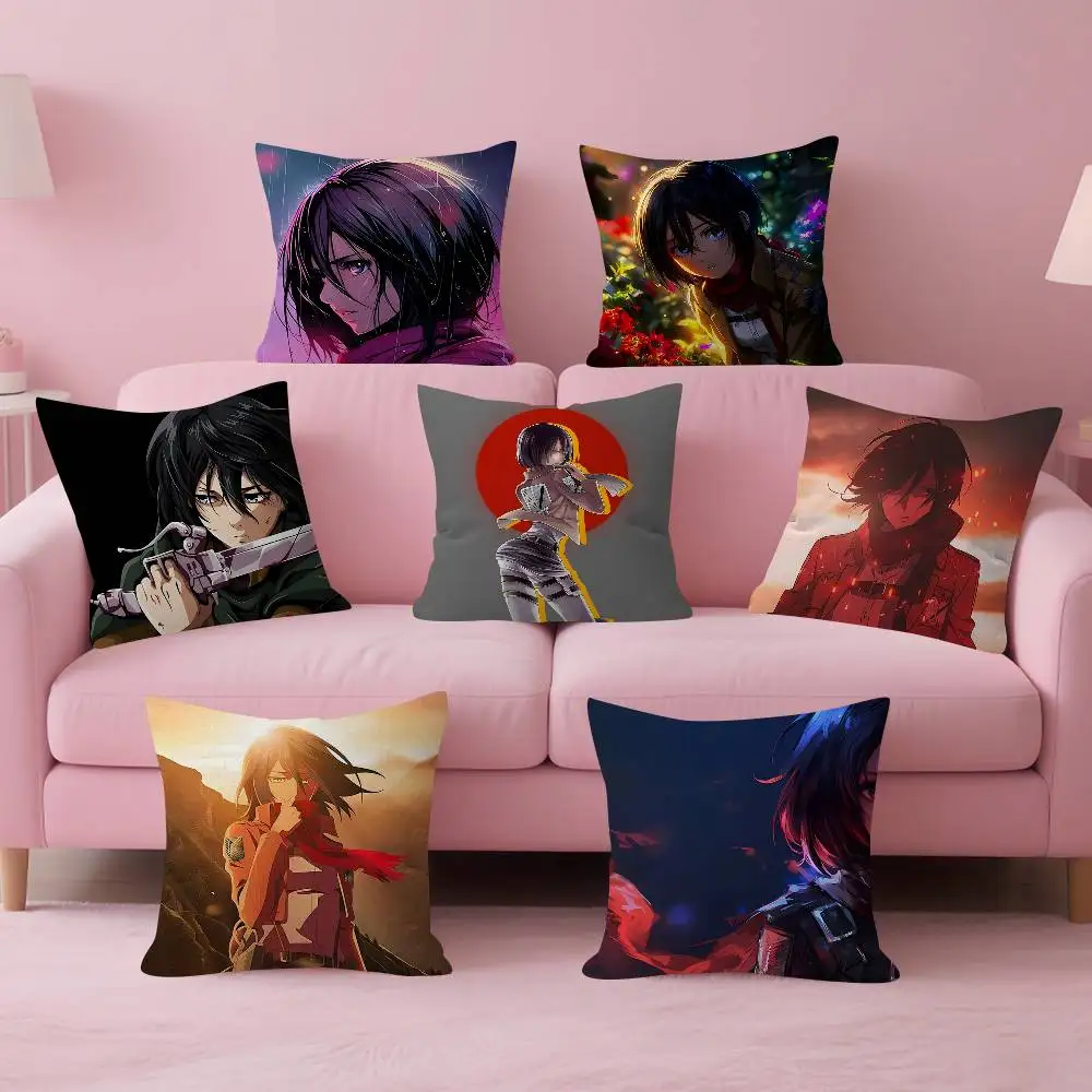 Anime A-Attack On Titan Mikasa Ackerma Pillow Cushion Cover Pillowcase Living Room Sofa Home Decor Customized
