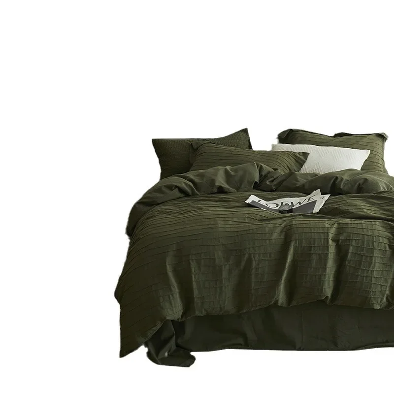 

Japanese style, wabi-sabi, seersucker, four-piece set, cotton color, woven jacquard pure cotton, bed sheet