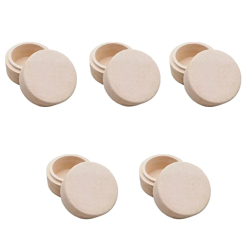 5/10PCS Round Wooden Wedding Ring Jewelry Trinket Box Baby Tooth Keepsake Wood Storage Container Case Gift Boxes Home Storage