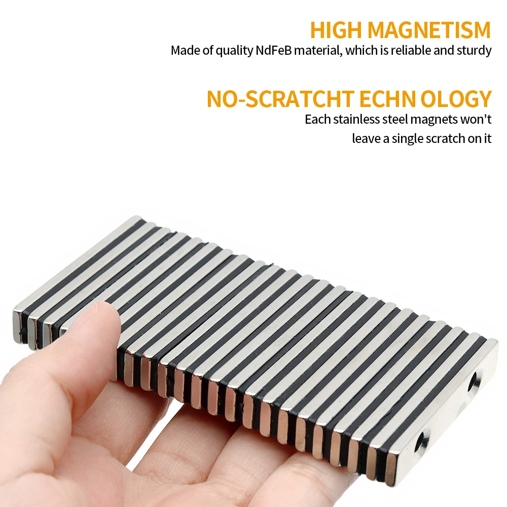 Neodymium Magnet 50x10x3-5mm Block NdFeB Neodymium Magnet N35 Super Powerful imanes Permanent Magnetic 50x10x3Hole5 2/5/10/20Pcs