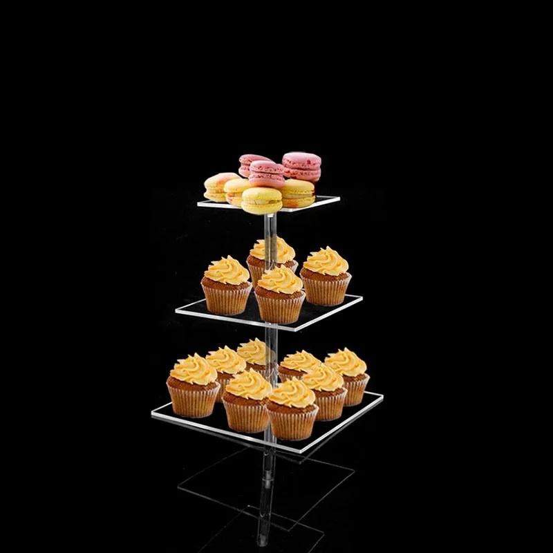 

Square acrylic dessert tower 3-layer acrylic cupcake stand