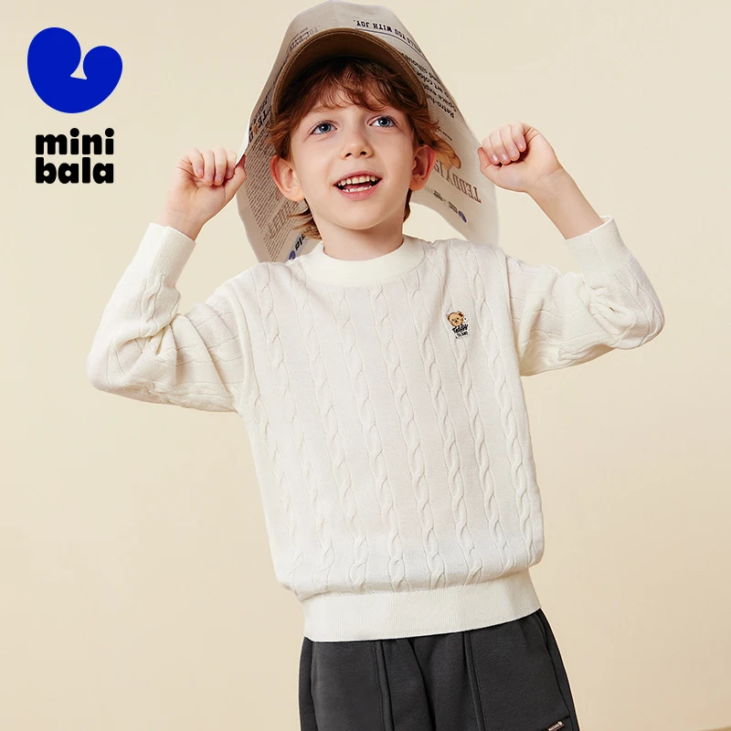 

Детский шерстяной свитер Mini Bala, новинка зимы 2025, приятный для кожи мягкий вязаный пуловер