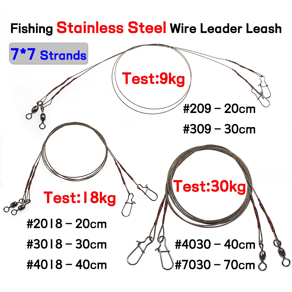 Ellllv 7*7 Stainless Steel Wire Leader Fishing Titanium Line With Rolling Swivel Quick Change Clip Pike Fishing Anti-bite Tackle