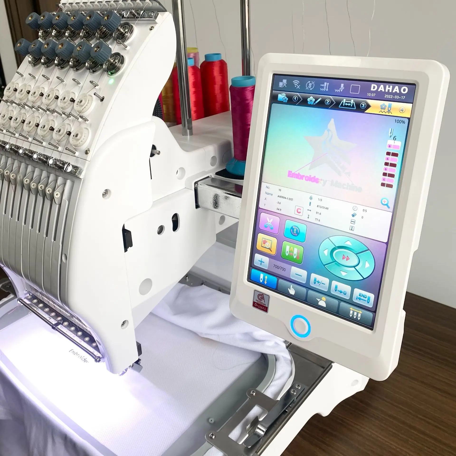 12針刺繍機、シングルヘッドコンピュータ刺繍機、帽子や衣類の刺繍に