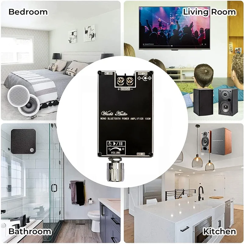 Плата аудиоусилителя Bluetooth ABJG-Mono 100 Вт с функцией коробки TPA3116D2 BT5.1 стерео аудио модуль