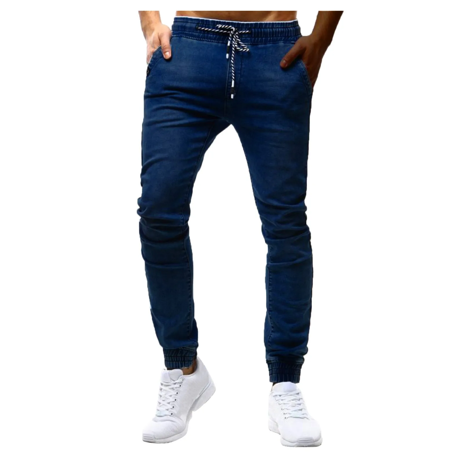 Men's Loose Texture Printed Denim Pants Casual Multi-pocket Pants Fashion Solid Color Button Jeans With Zipper Pockets