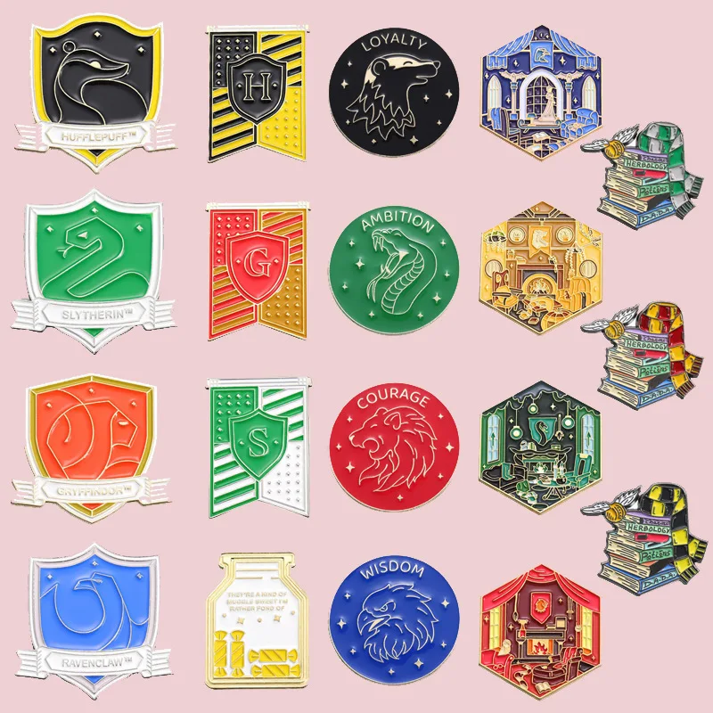 Magic Academy Emaille Pins Schlange Dachs Goldener Löwe Adler Dachs Brosche Kreatives Revers Abzeichen Gothic Schmuck Geschenk für Freunde