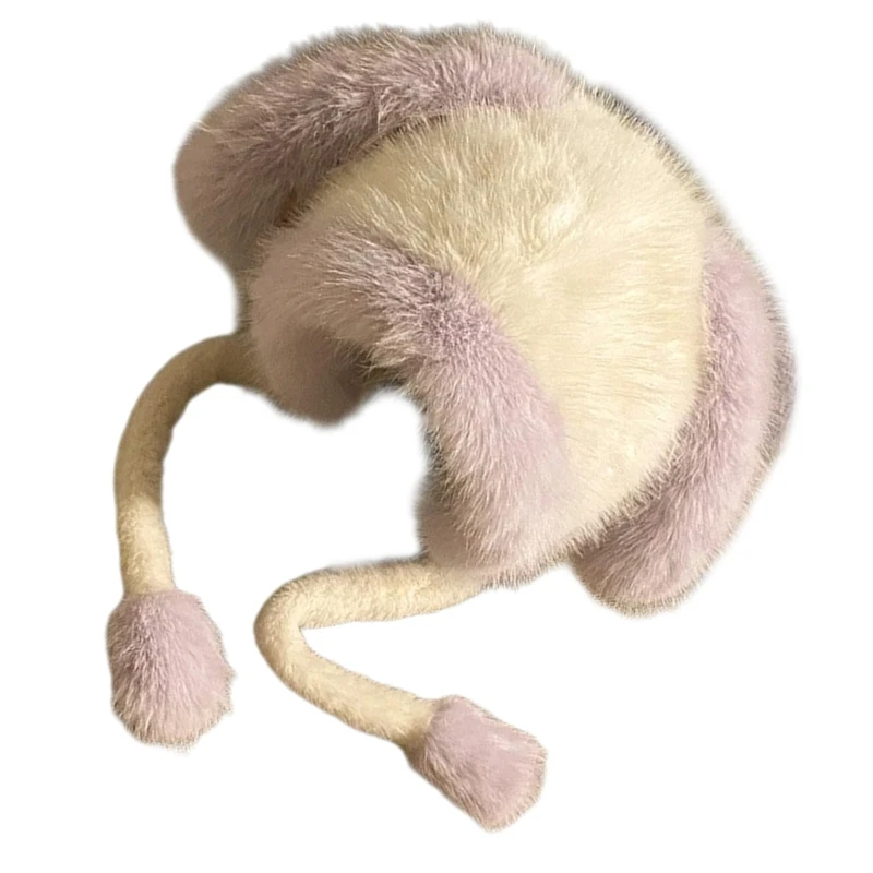 Rabbits Ears Hat Funny Plush Hat Unisex Animal Ears Flap Hat Softable Warm Hat for Girls and Ladies image 5