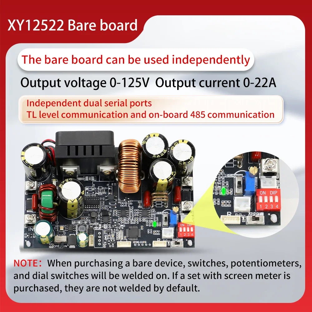 XY12522 125V 2000W CNC DC Buck Boost Converter Adjustable Regulated Power Supply Constant Voltage Current Step-down Module