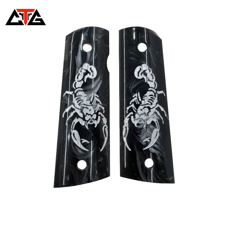 

CTG Colt Government Full Size 1911 Black Grips with silver scorpion carving