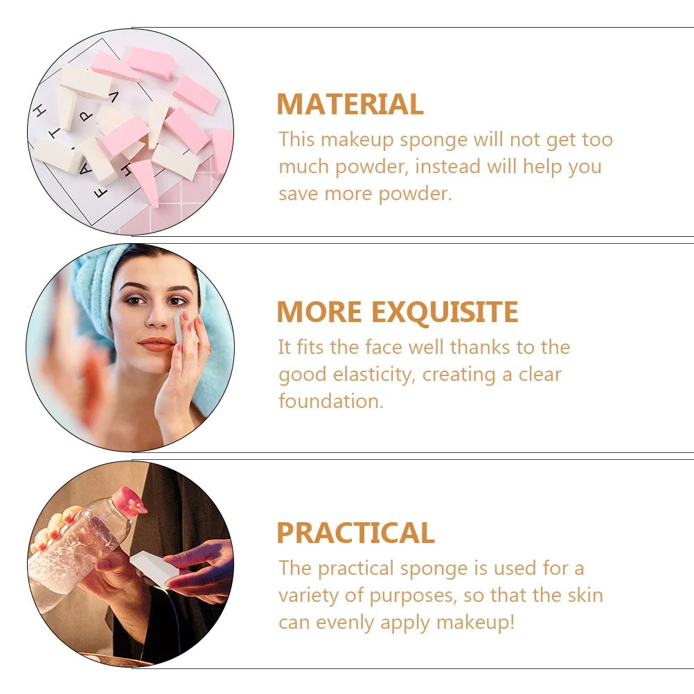 

50pcs Makeup Powder Puff Triangle Sponges Dry Wet Dual Use Women For Foundation Cushion Sunscreen Blush Face