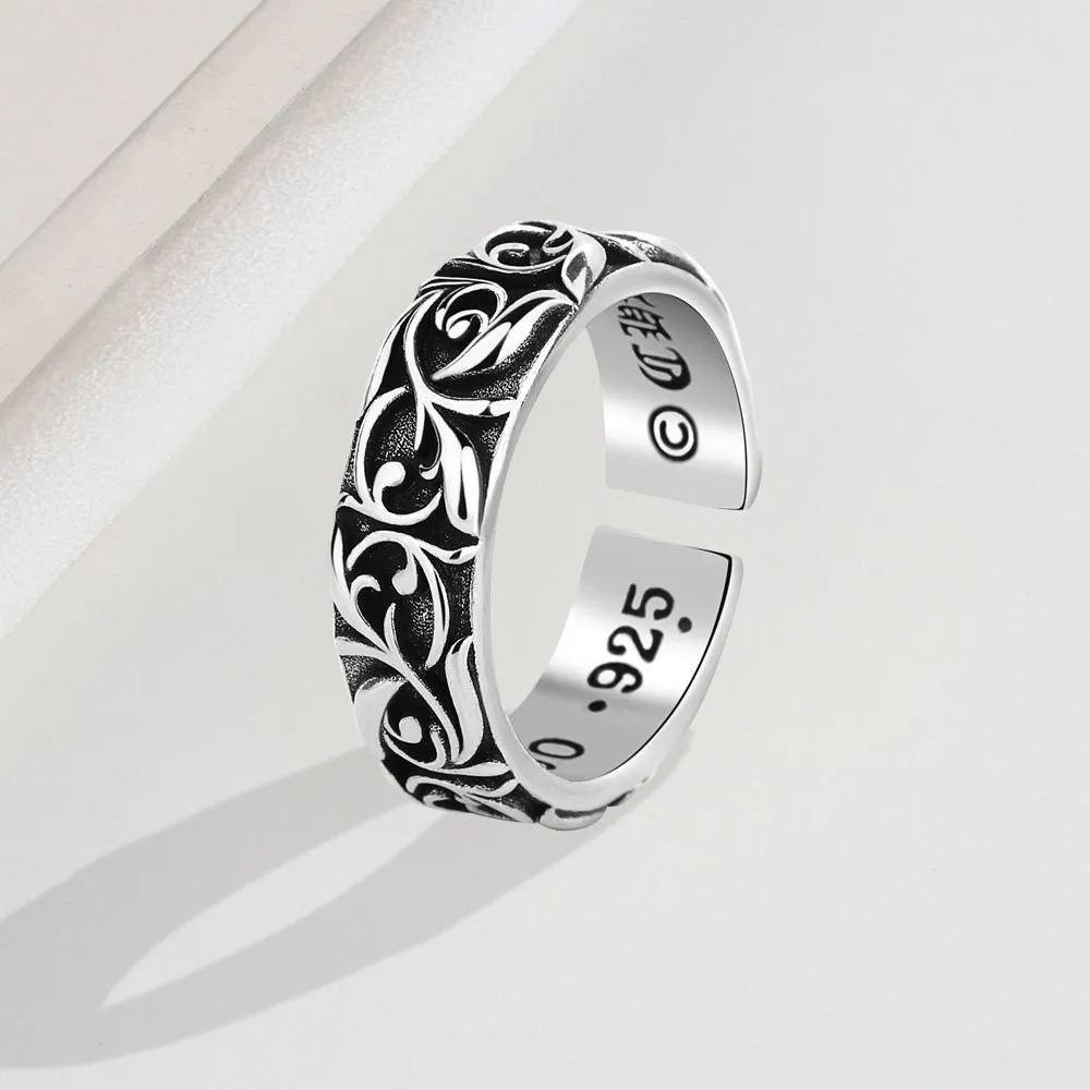 Kroos Heart Personalized Men's and Women's Pattern Ring Trendy Retro Eternal Vine Ring image 4