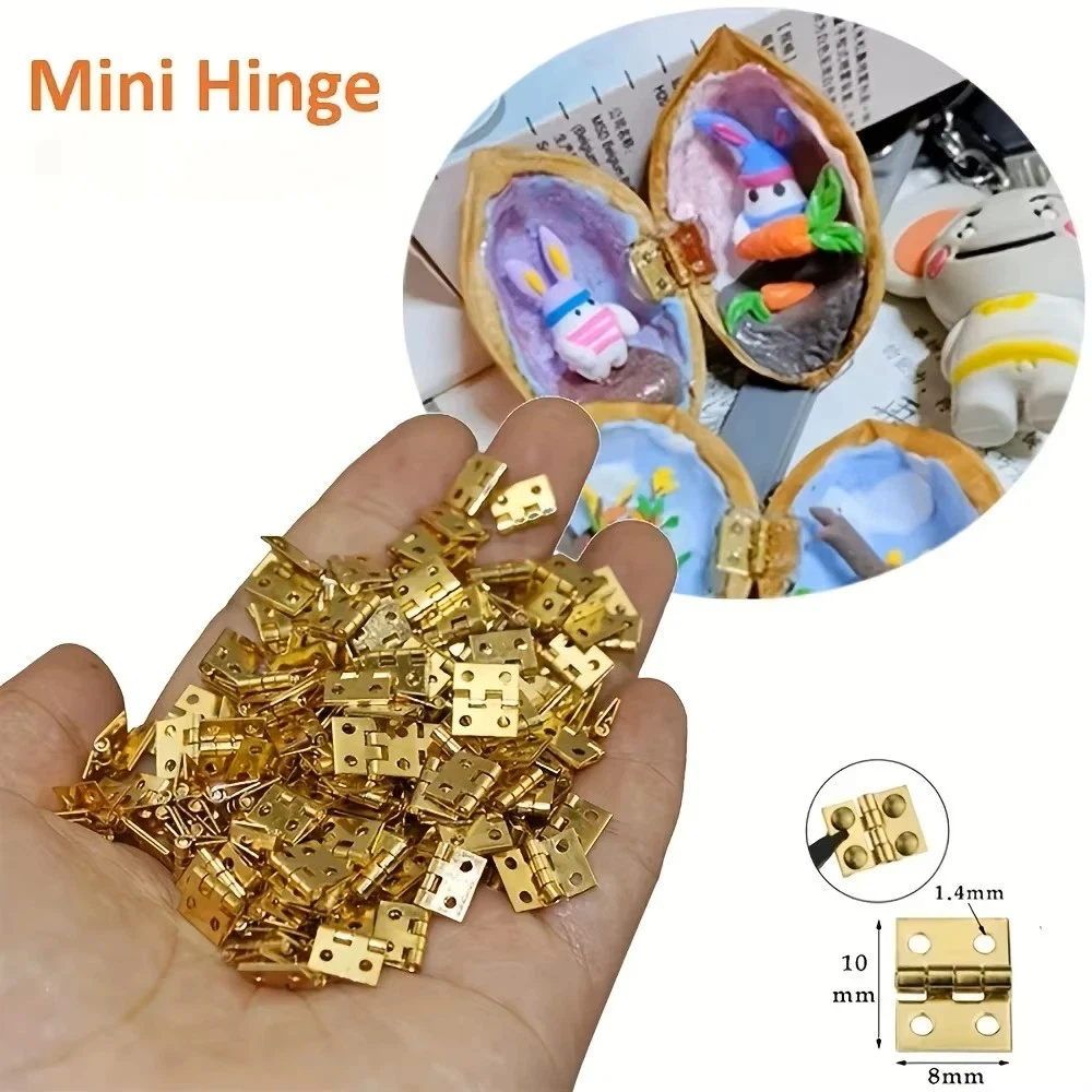 10 Pcs Mini Small Metal Hinge for 1/12 House Miniature Cabinet Furniture