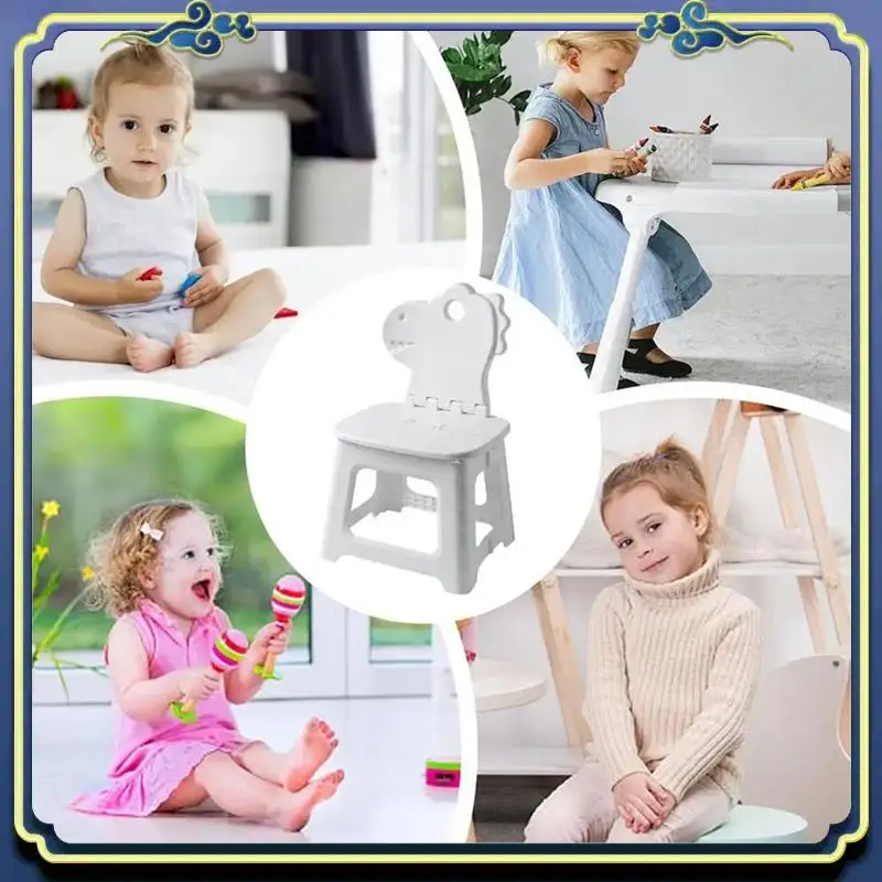 

Latest Step Stool For Kids Dinosaur Foldable Step Stool With Back Support Seat Furniture Home Shoe Changing Chair