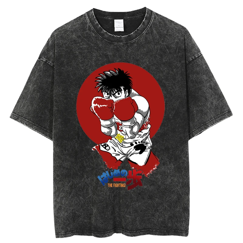 Japanese Anime Hajime no Ippo T Shirt Men Women Vintage Washed T Shirt Short Sleeve Harajuku Oversized Cotton Casual T Shirt