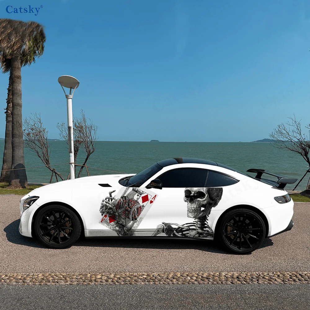 

Skeleton Poker Hand Car Vinyl Wraps Decal Self-adhesive PVC Sticker Suitable for Trucks SUV Decoration Auto Accessories Gift