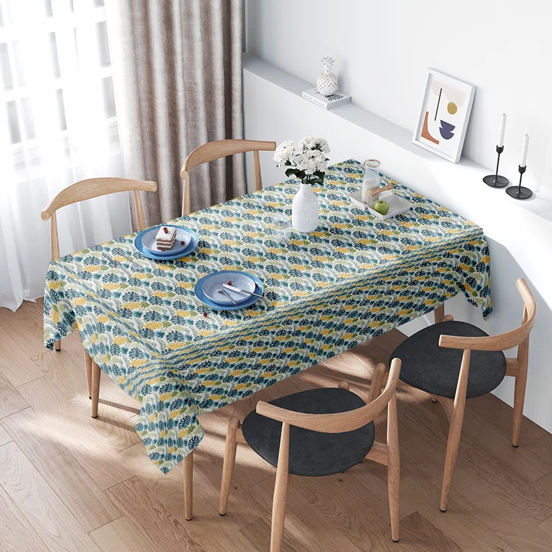 

Vintage Print Tablecloth: Premium Blue and Green Geometric Pattern Decorative Plastic Cover for Dining Room Tables - Perfect Add